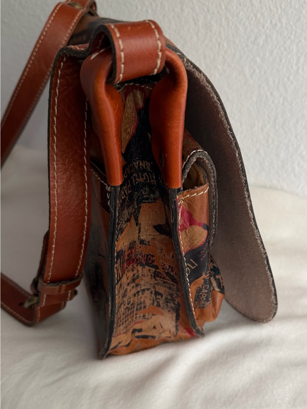 Patricia Nash Vintage Travel Stamp Saddle Bag - Picture 5 of 9
